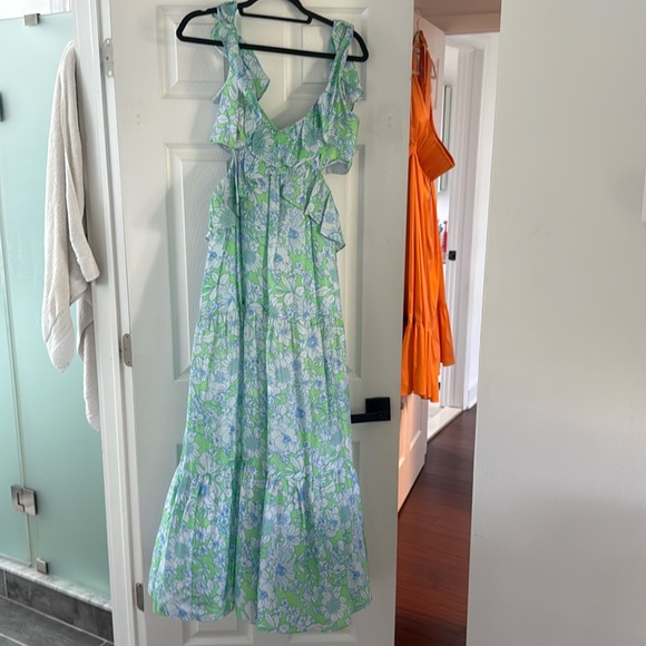 J. Crew Collection Floral Cutout Maxi Dress Size 10 - Picture 2 of 7